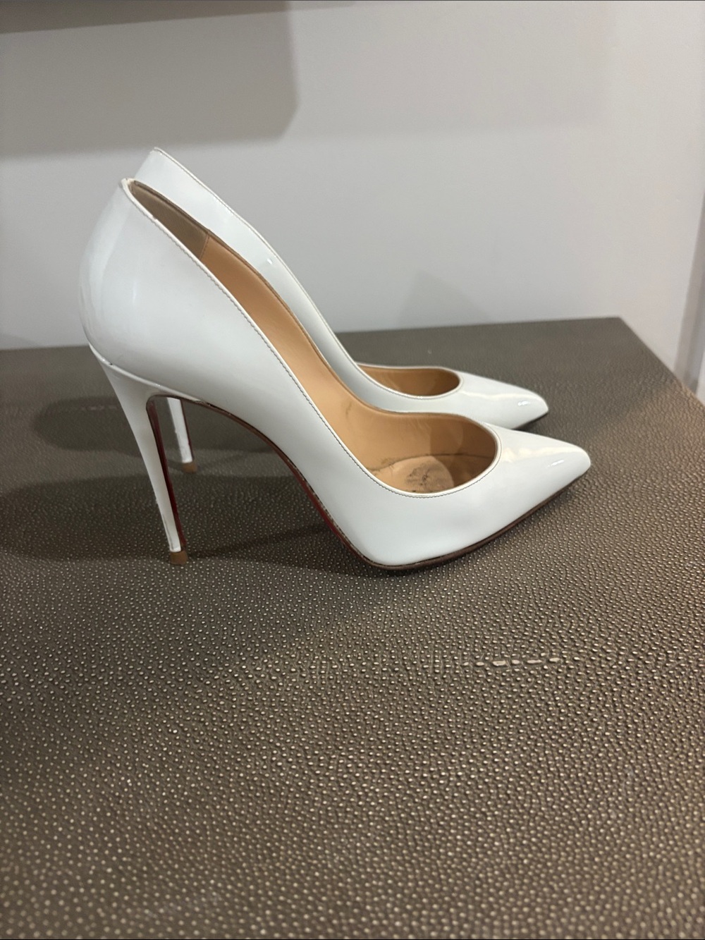Christian Louboutin White Patent Pointed-Toe Pumps - Picture 2 of 5